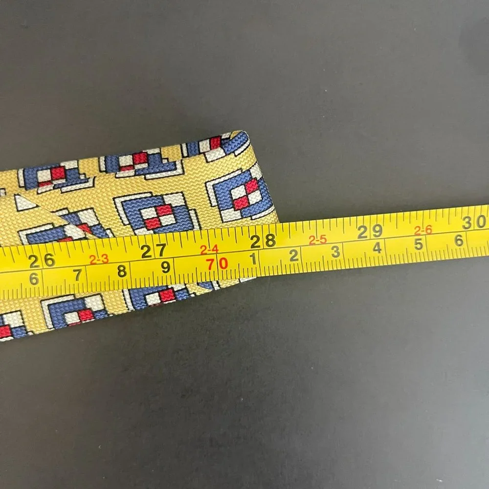 Polo by Ralph Lauren For Neiman Marcus Yellow Blue Tie, Hand Made